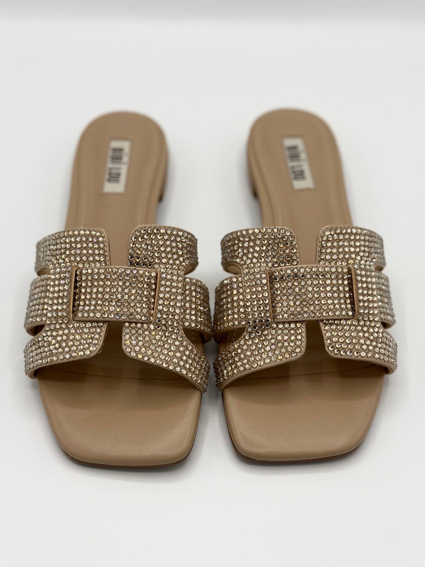 NUDE GLITTER FLAT SANDAL