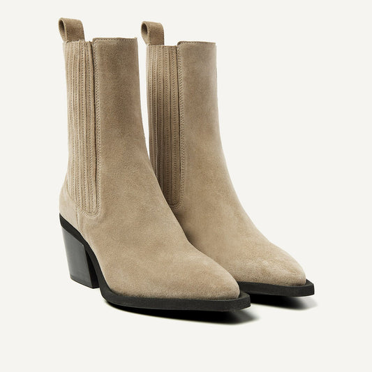 LIV LOUA WESTERN BOOT BEIGE SUEDE