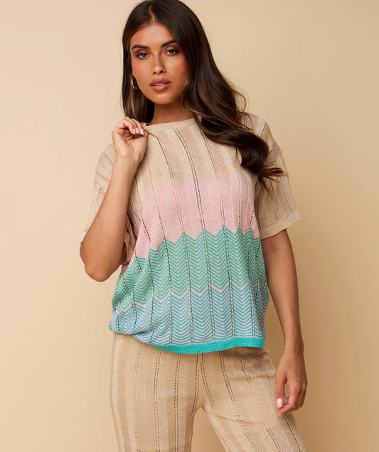 DANI T-SHIRT SAND/ PINK