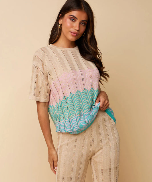 DANI T-SHIRT SAND/ PINK