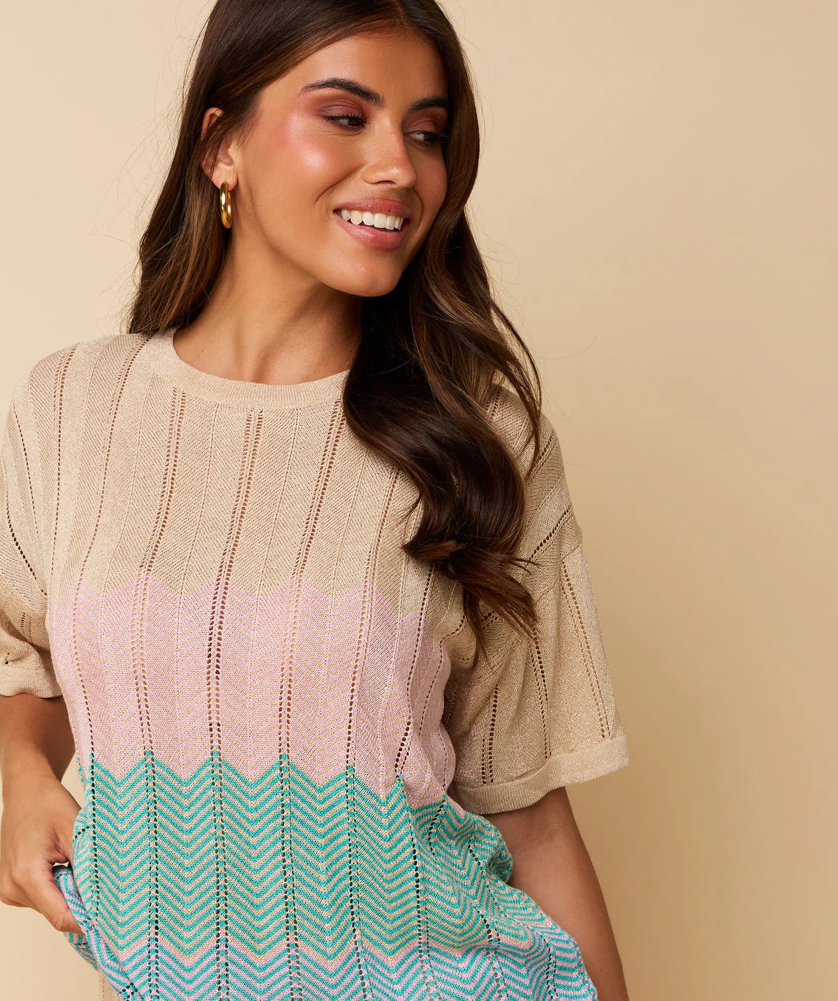DANI T-SHIRT SAND/ PINK