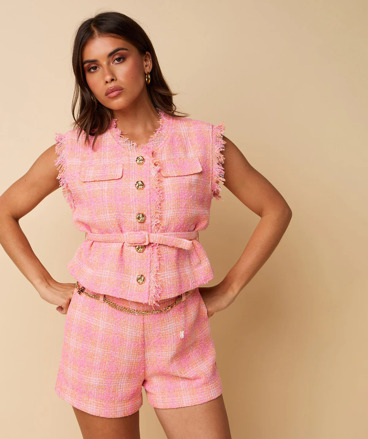 SUMMER GILET ORANGE/PINK