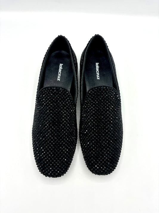 LOLA CRUZ FULL SPARKLE BLACK SLIPPER2