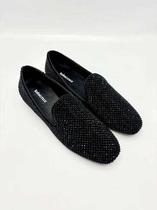 LOLA CRUZ FULL SPARKLE BLACK SLIPPER