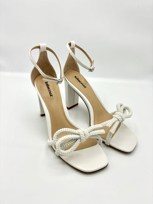 Lola Cruz Pearl White Heel Sandal