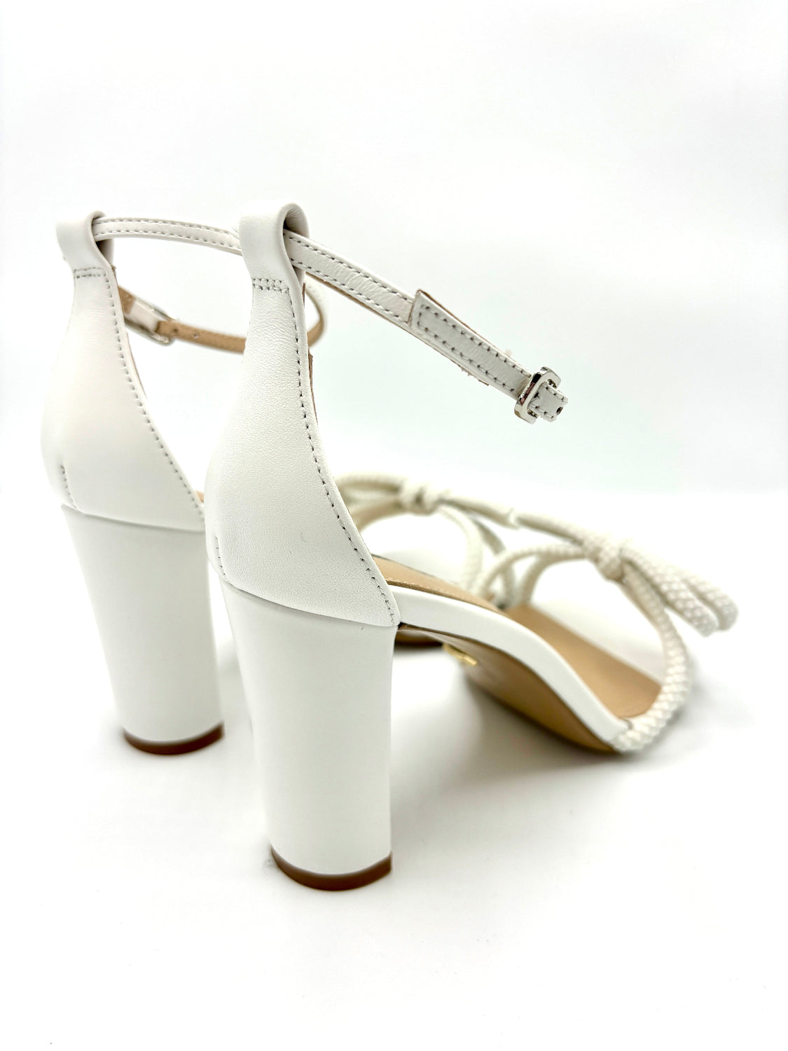 Lola Cruz Pearl White Heel Sandal