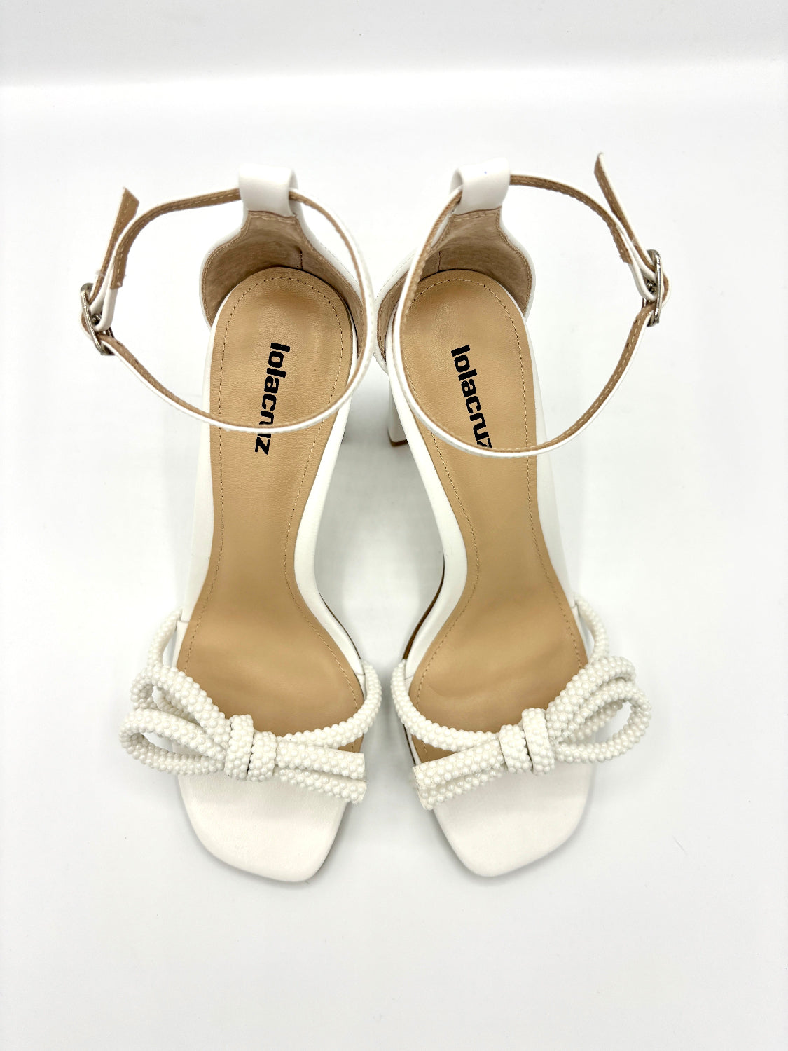 Lola Cruz Pearl White Heel Sandal