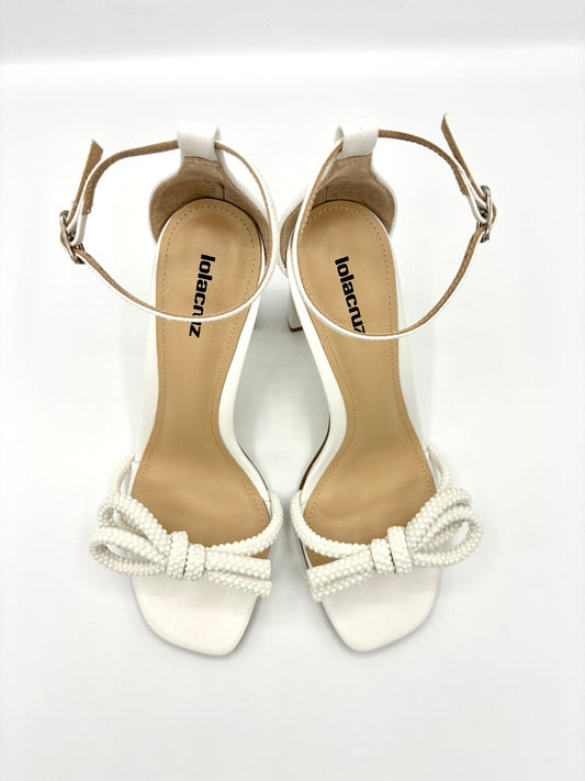 Lola Cruz Pearl White Heel Sandal