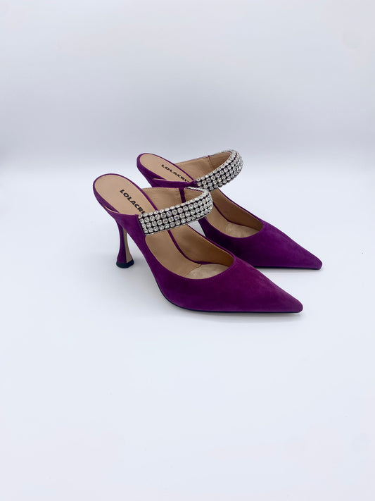 BOFU GLITTER HEEL SUEDE MULBERRY