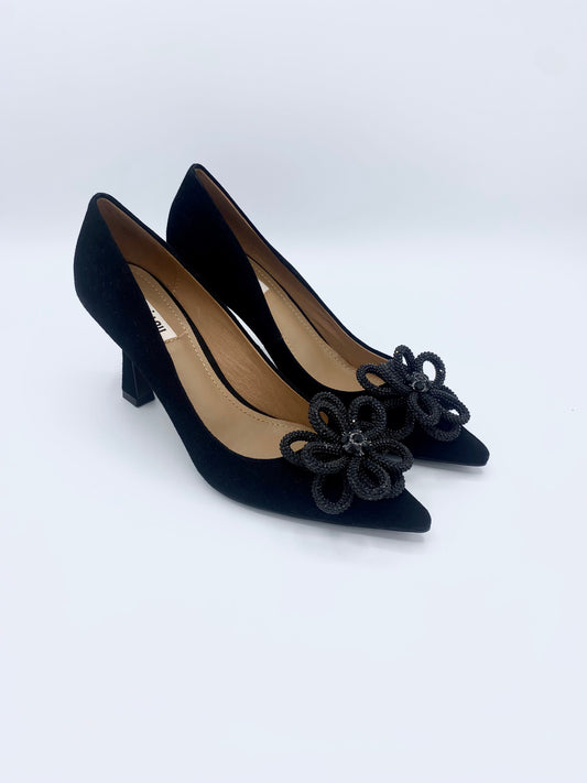 FLOWER PUMP SUEDE BLACK