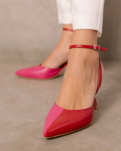 CINDERELLA RED AND PINK LEATHER HEEL