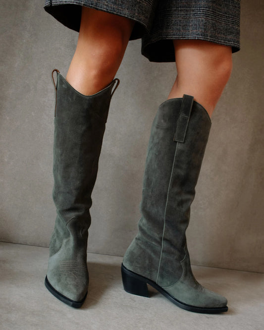 MOUNT PINE GROVE SUEDE GREEN WESTERN BOOT