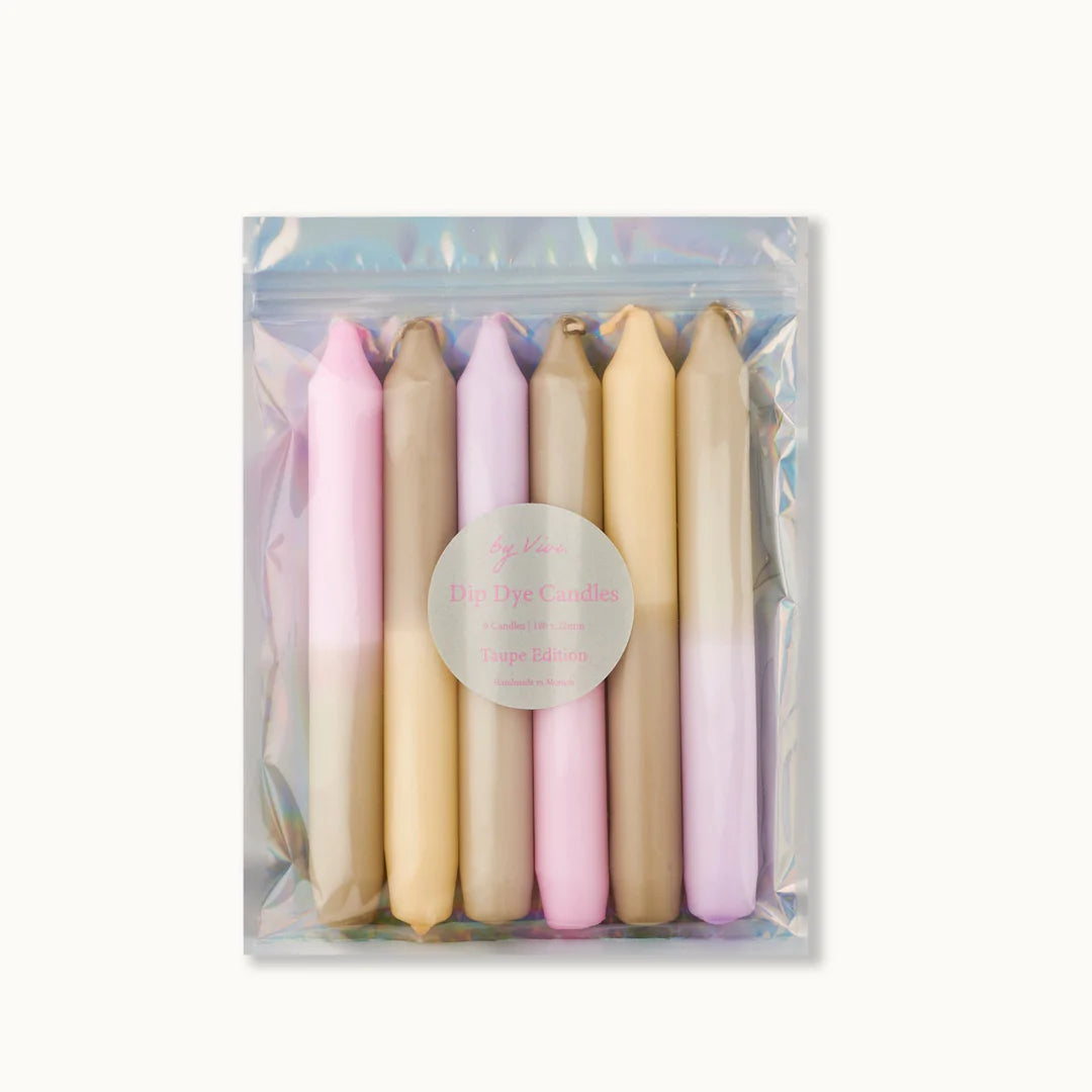 DIP DYE CANDLE SET: TAUPE EDITION