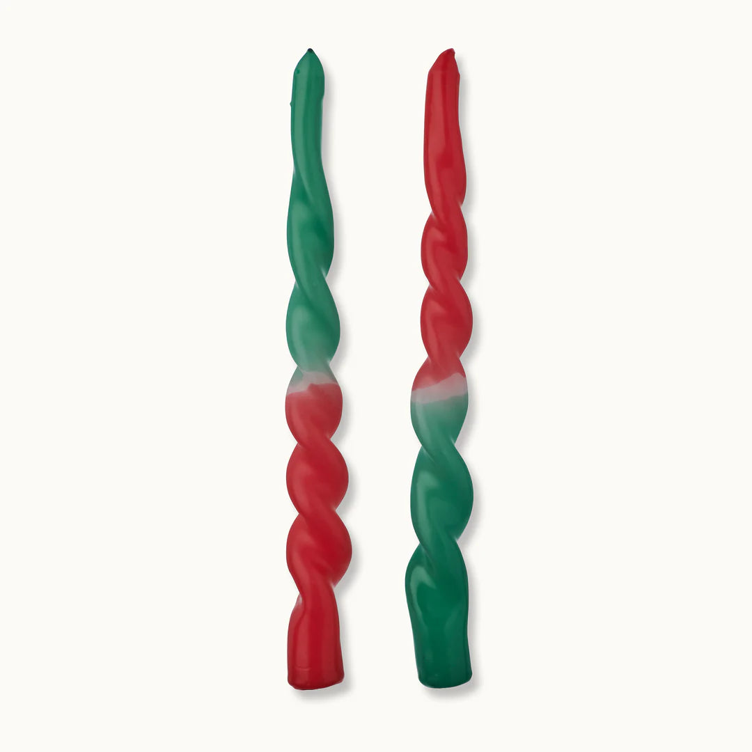 DIP DYE CANDLE TWISTED CHRISTMAS SPIRIT