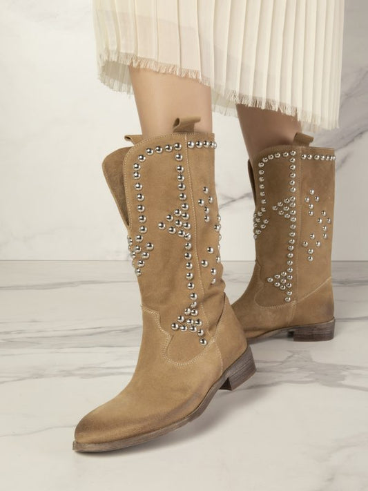 SUEDE STUD BOOTS